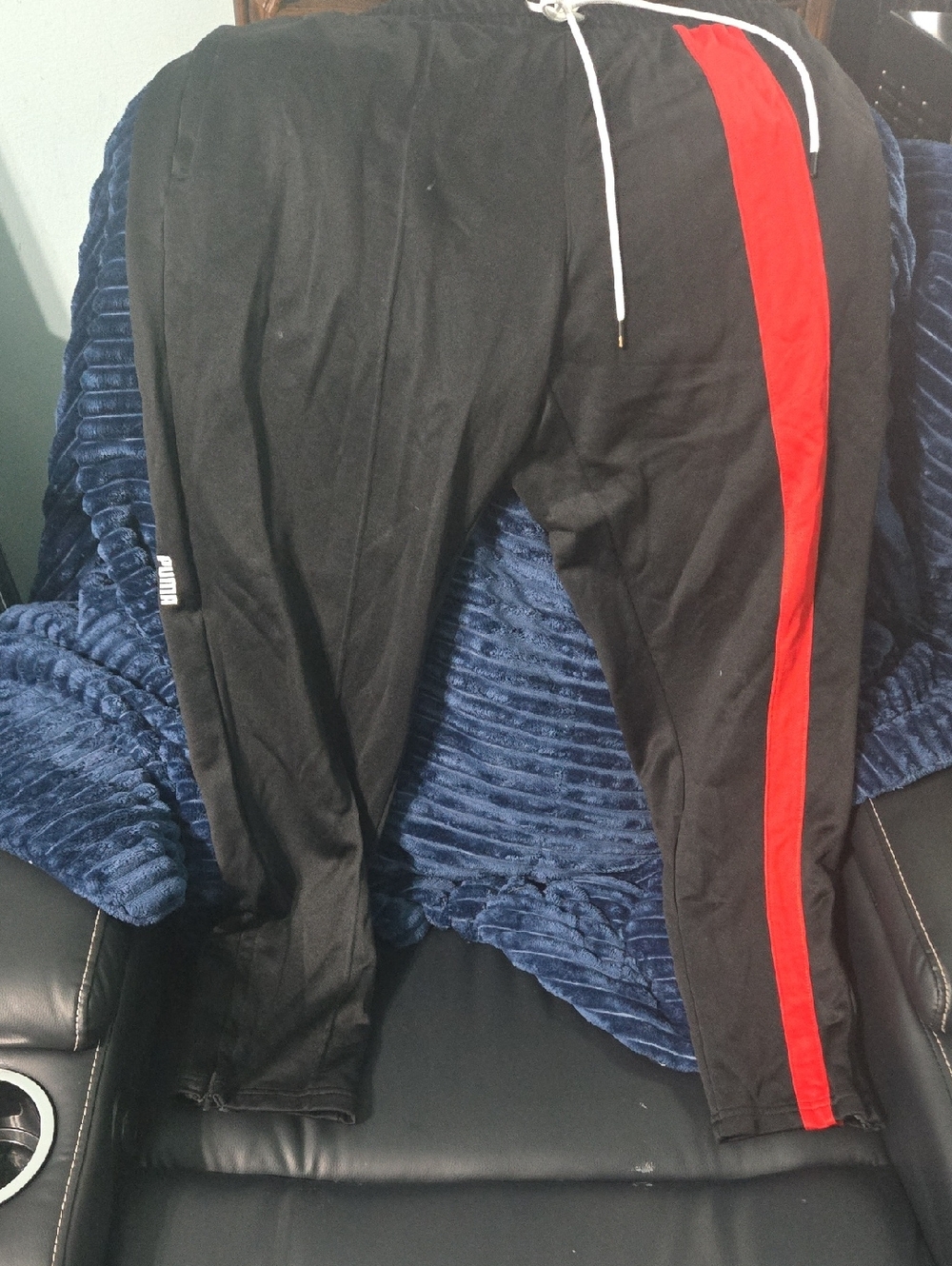 Puma Men's Black Sweatpants with Red Side Stripe